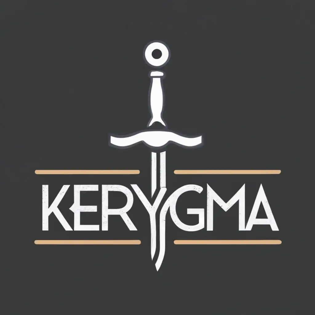 logo, A sword that depicts the living and active word of God, with the text "Kerygma Workshop", typography, be used in Religious industry