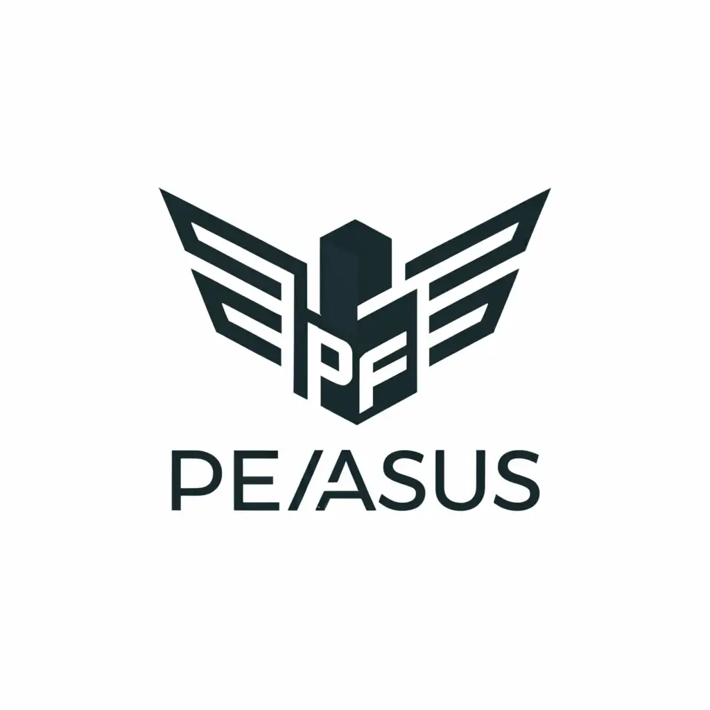 a logo design,with the text "Pegasus", main symbol:Gas block, wings,Minimalistic,be used in Construction industry,clear background