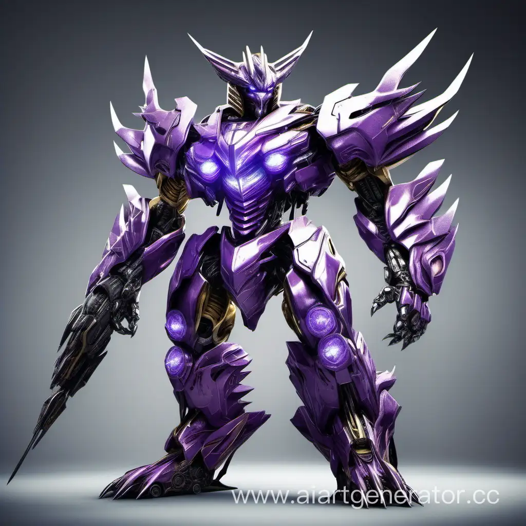 A massive transformer with gray-purple armor, looks like a dragon