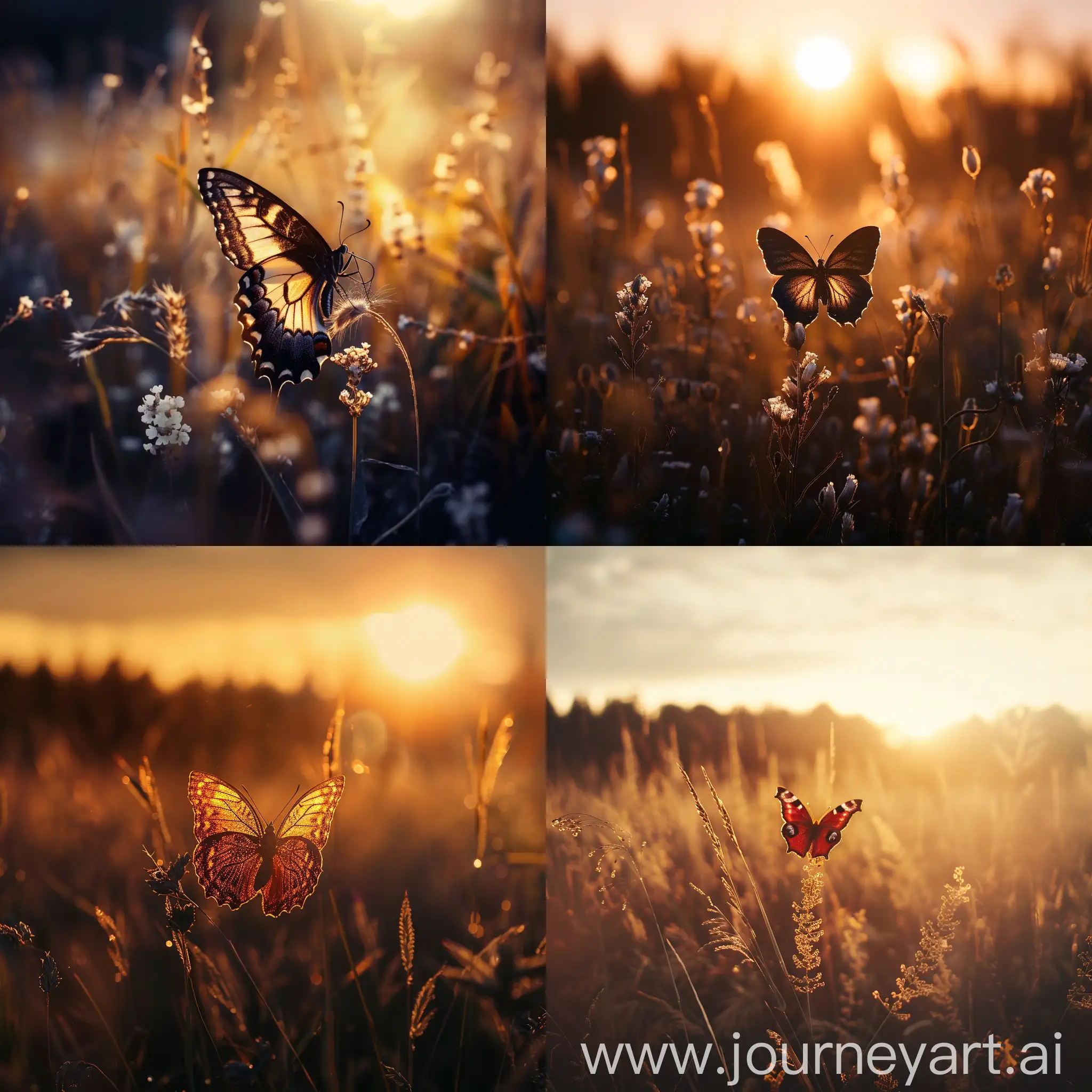 Butterflies-Dancing-in-the-Soft-Dusk-Light-on-a-Lush-Field