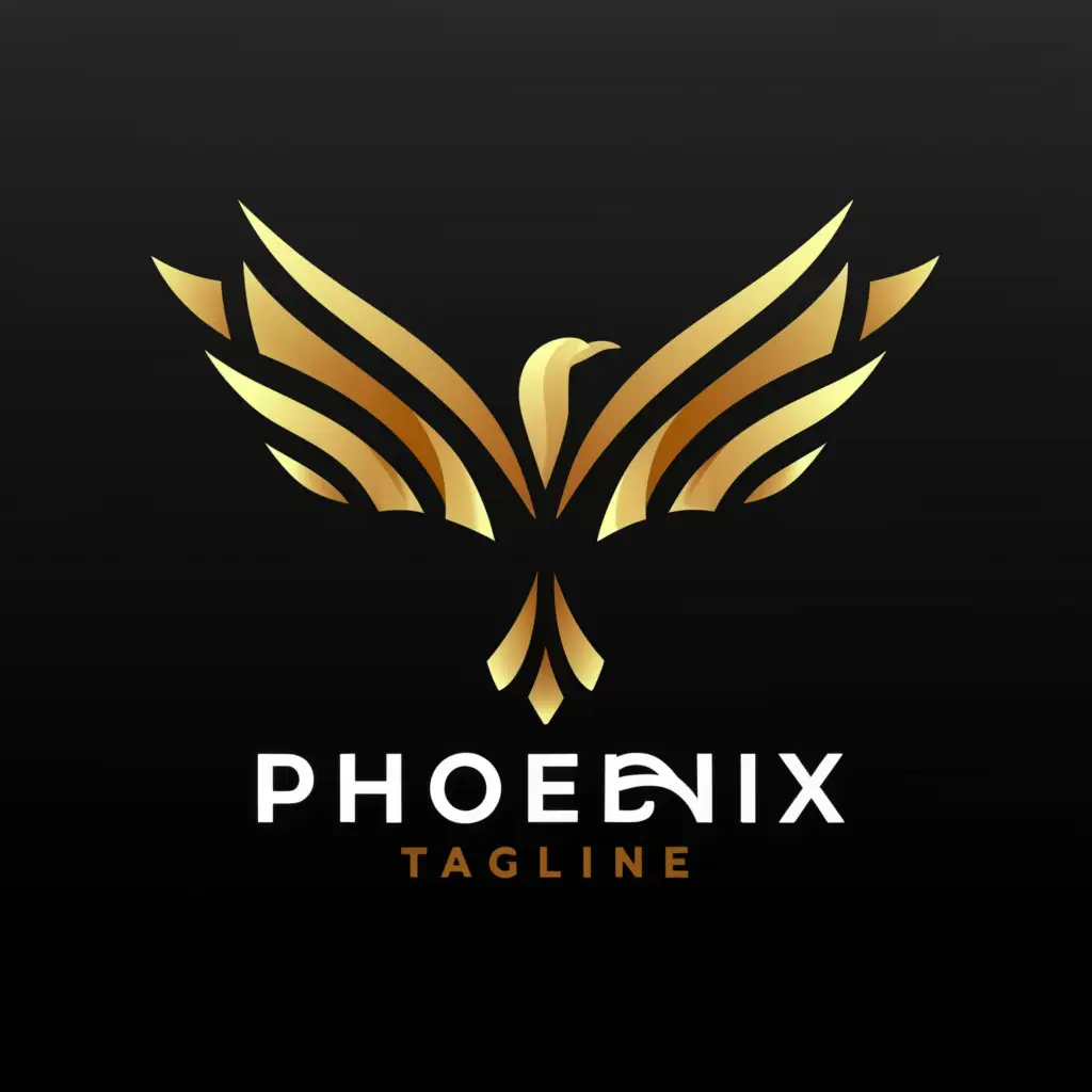 a logo design,with the text "fiery phoenix", main symbol:a gold black phoenix,Minimalistic,be used in Sports Fitness industry,clear background