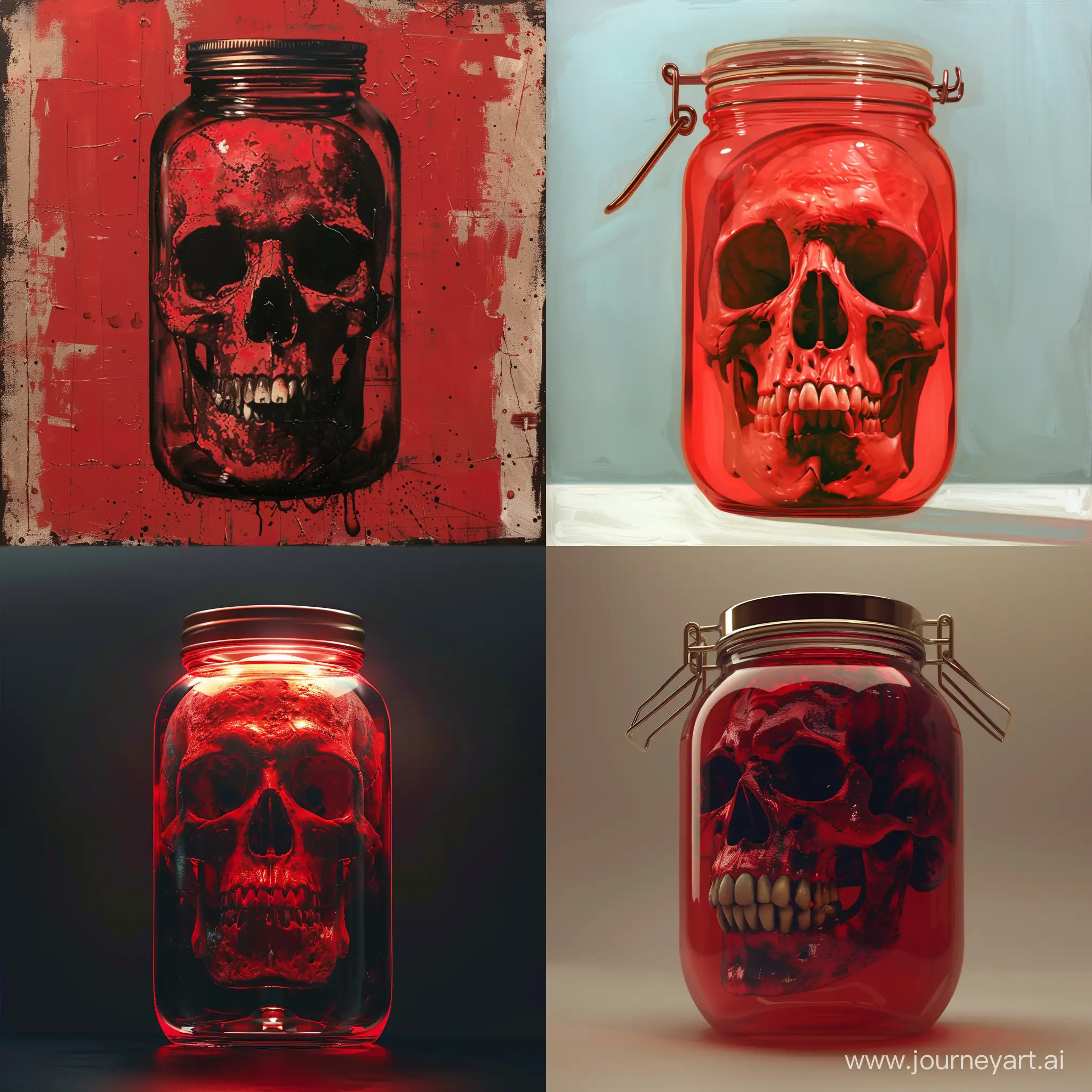 Red skull in a jar