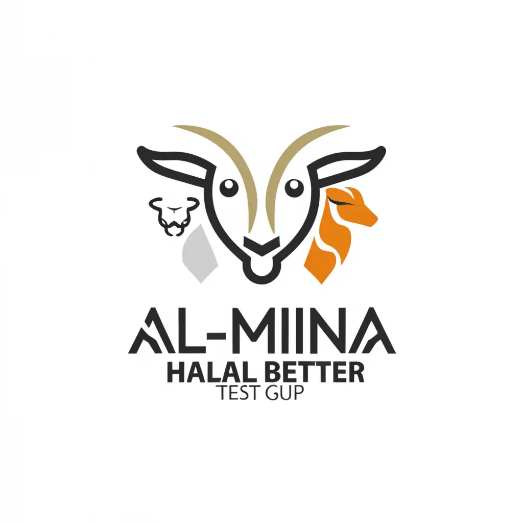 a logo design,with the text "Al-Mina Group 
HALAL TEST BETTER", main symbol:Cow / sheep / goat,Minimalistic,be used in Religious industry,clear background