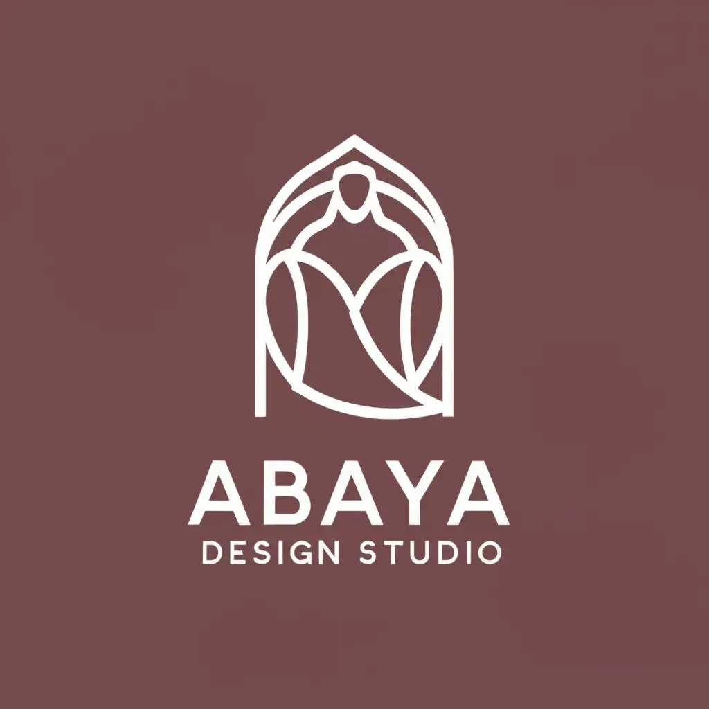 a logo design,with the text "Abaya Design Studio", main symbol:The logo features the elegant silhouette of an abaya with distinct cutlines and design elements. The lines are clean and modern, reflecting the contemporary approach of the brand. The font used for "Abaya Design Studio" is sleek and stylish, complementing the overall aesthetic of the logo.,Moderate,clear background