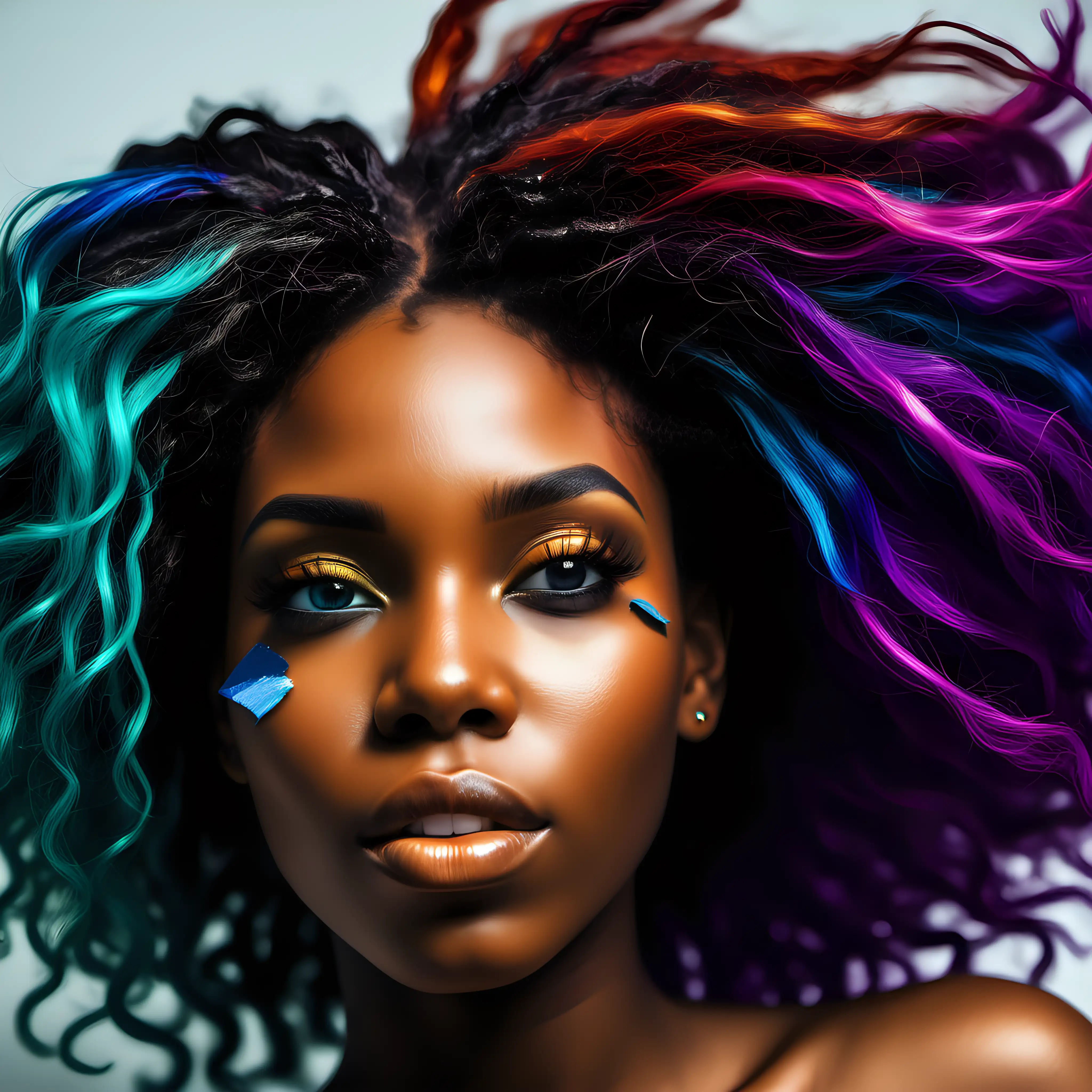 beautiful black women, colorful hair, dream, shattered