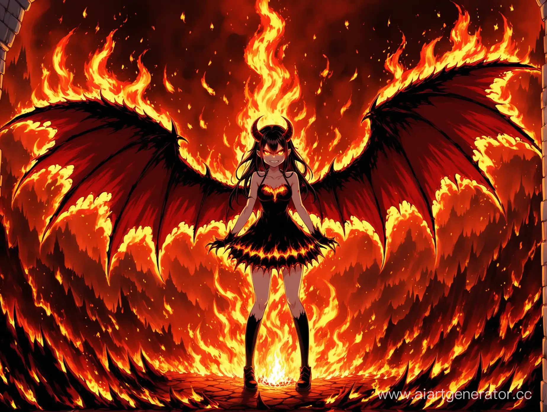 Hellish-Anime-Scene-Satan-Girl-with-Fiery-Wings-in-the-Infernal-Abyss