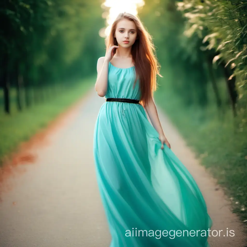 young beautifull girl in a long dress