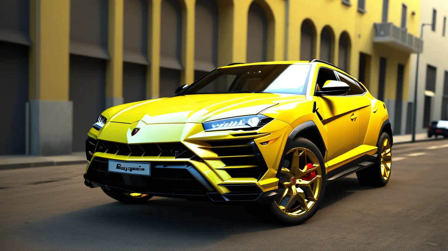 yellow lamborghini urus, ray tracing