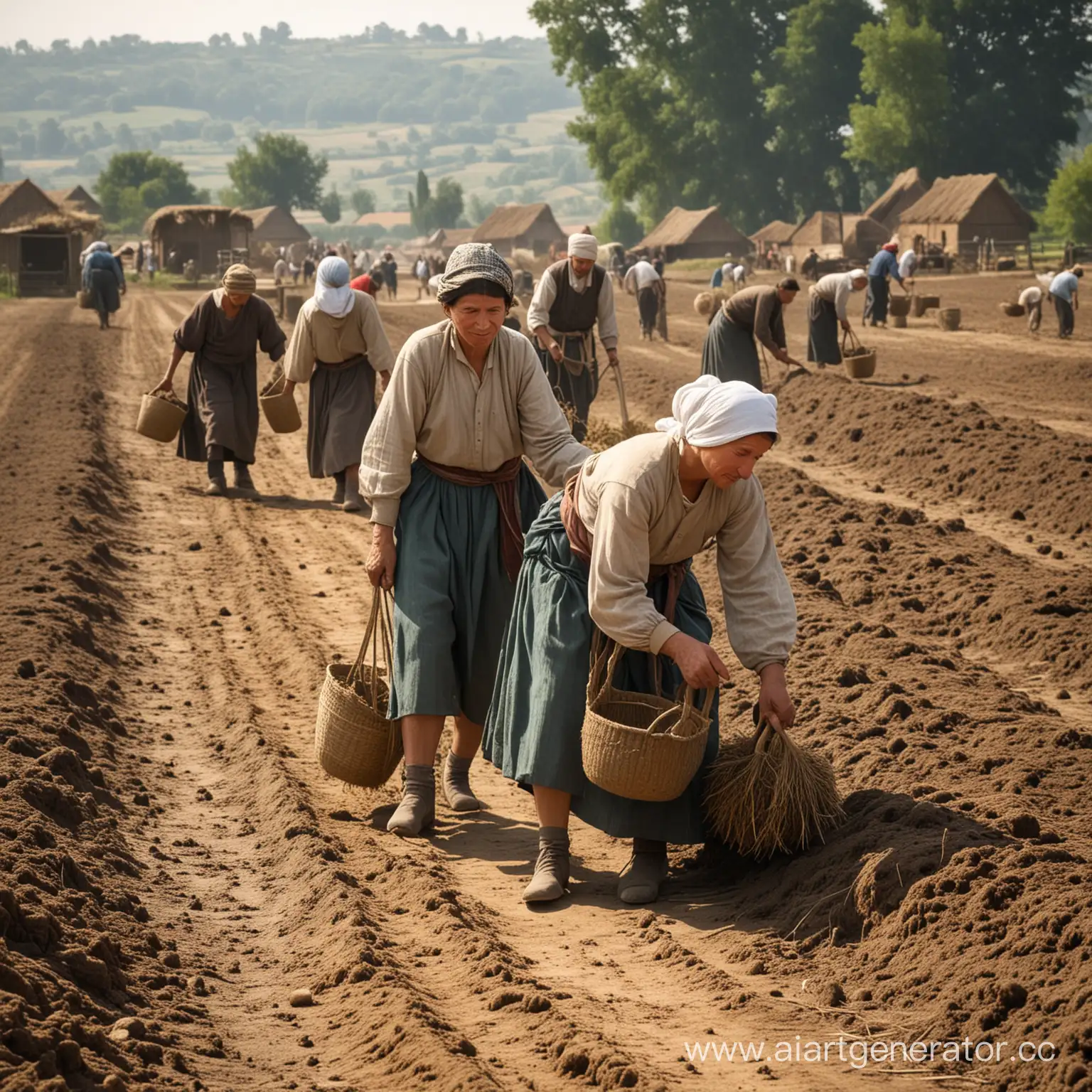 Rural-Peasants-Working-in-Sunlit-Fields