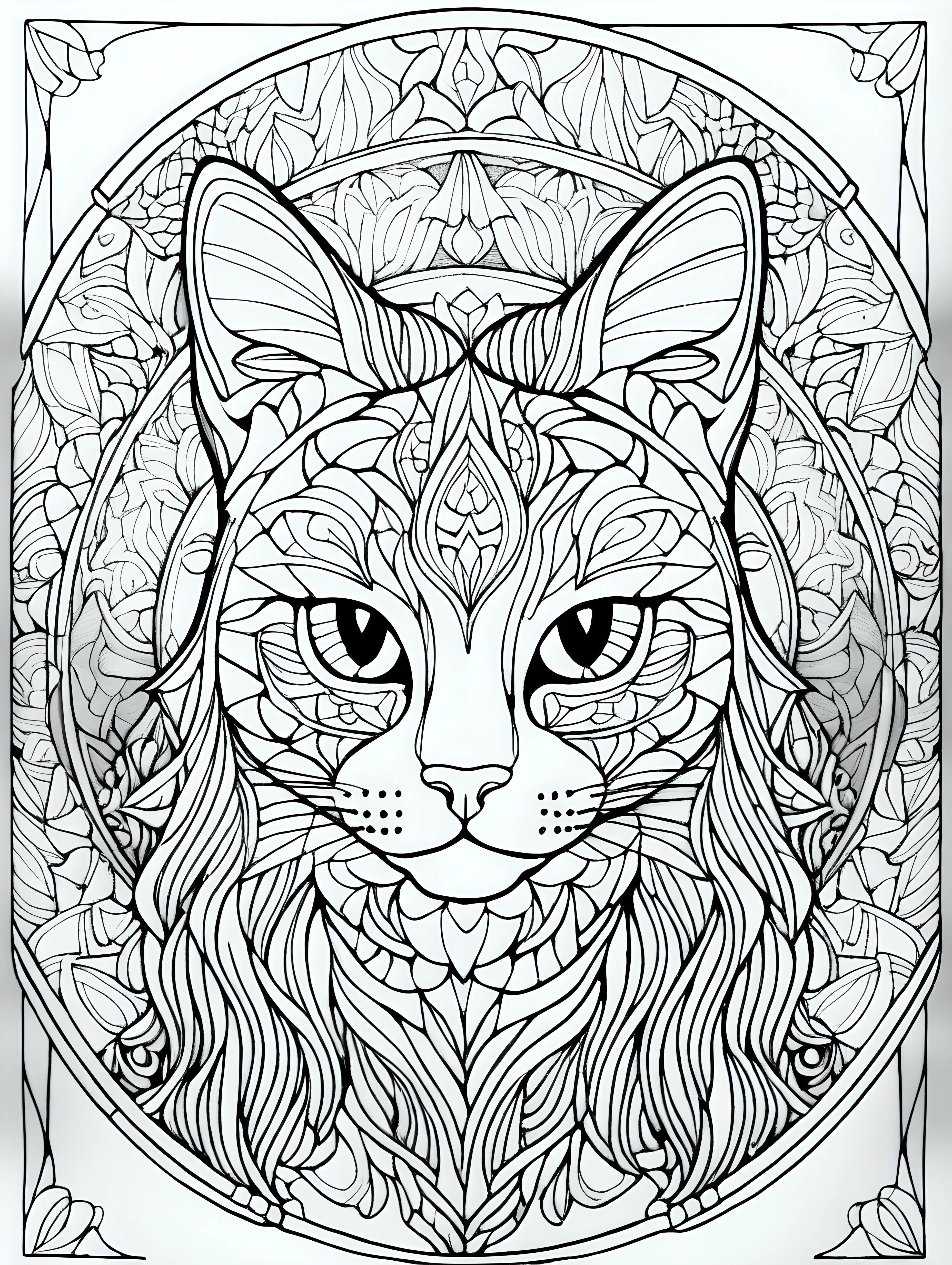 Mirrored Mandala Cat Coloring Book Intricate Feline Designs for Relaxation