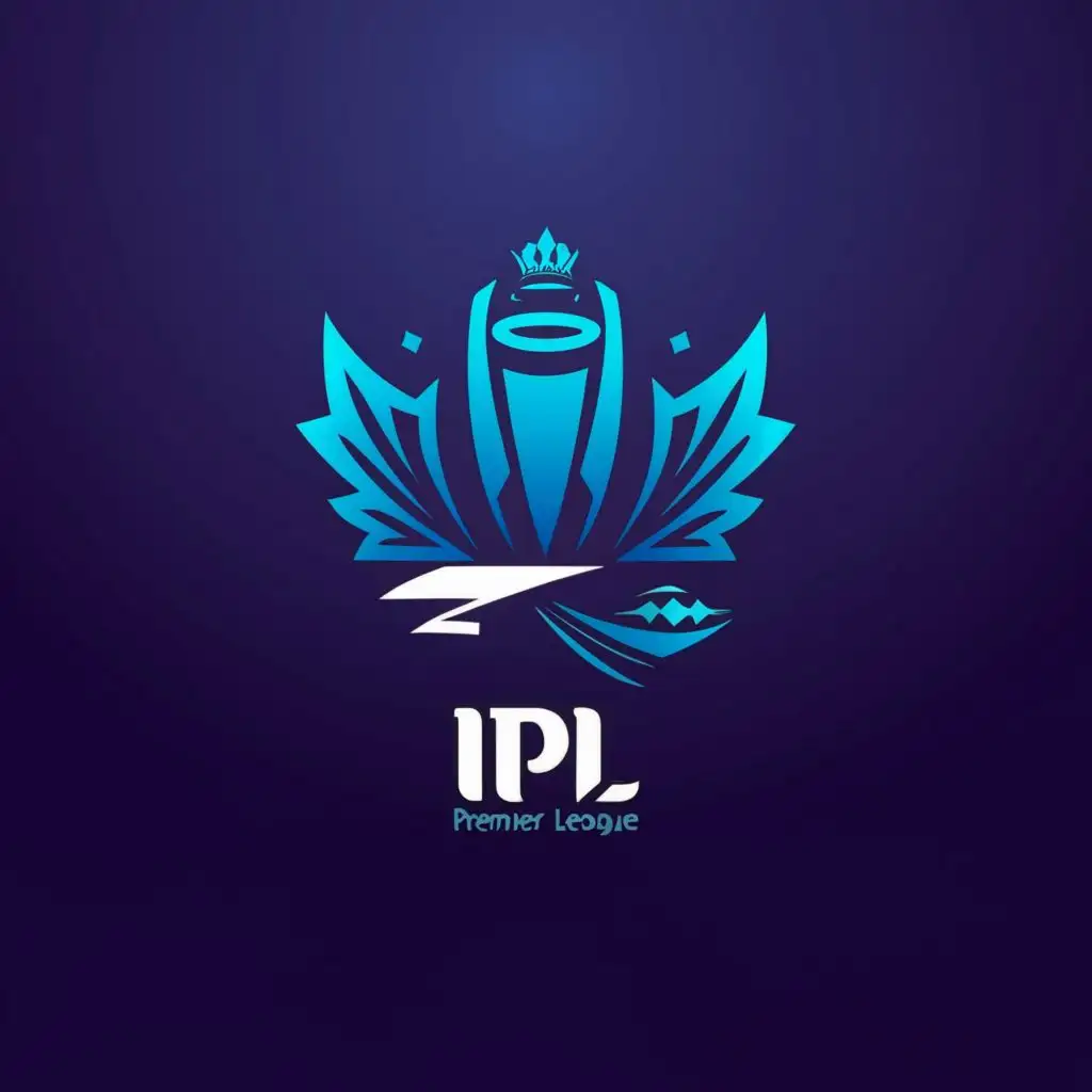 a logo design,with the text "Indian Premier league", main symbol:A Logo Design for an Indian Cricket league, using Indian patterns style Bat, Ball and trophy in a minimal style and Using Blue color major,Minimalistic,be used in Sports Fitness industry,clear background