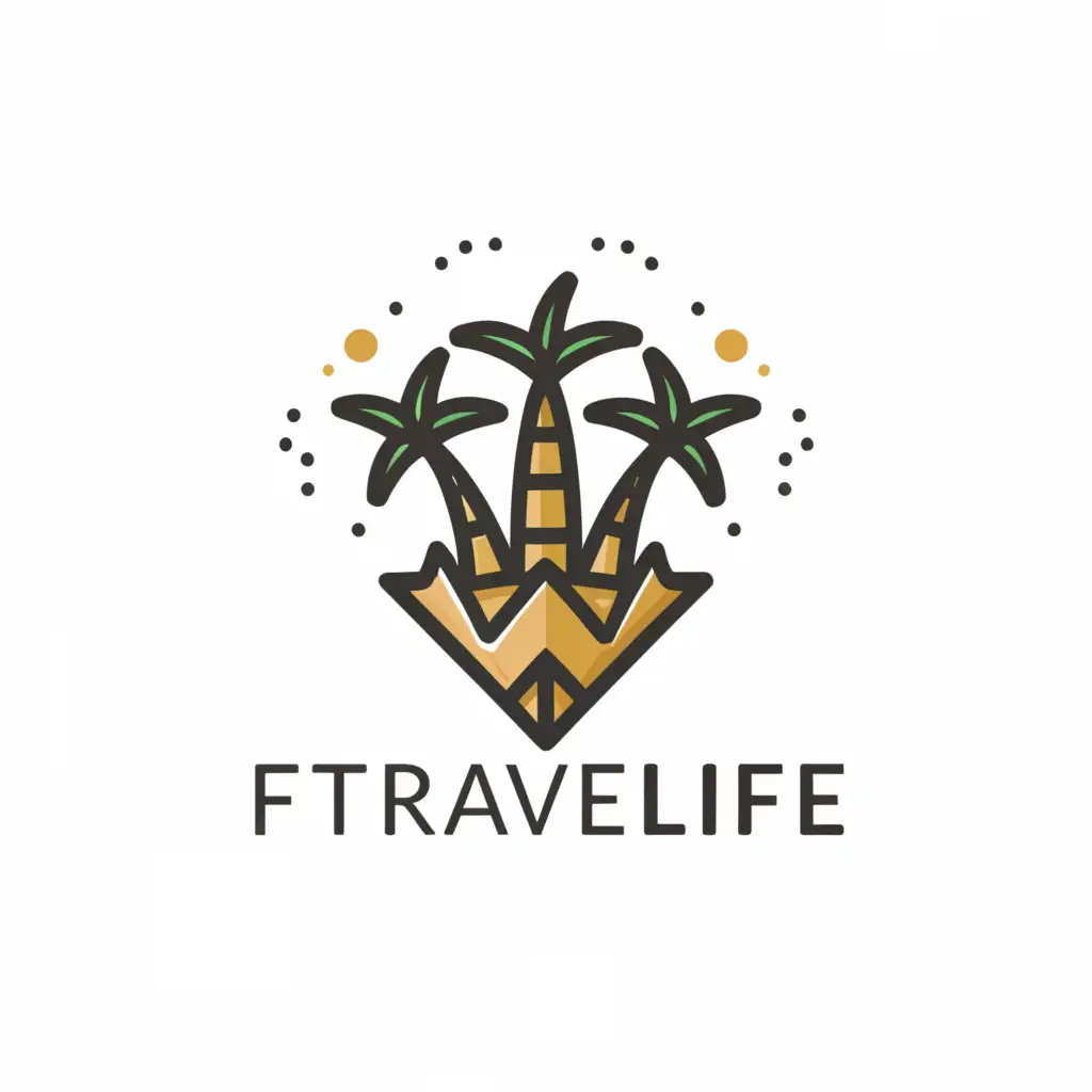 a logo design,with the text "FTravelLife", main symbol:palm, crown,Moderate,clear background