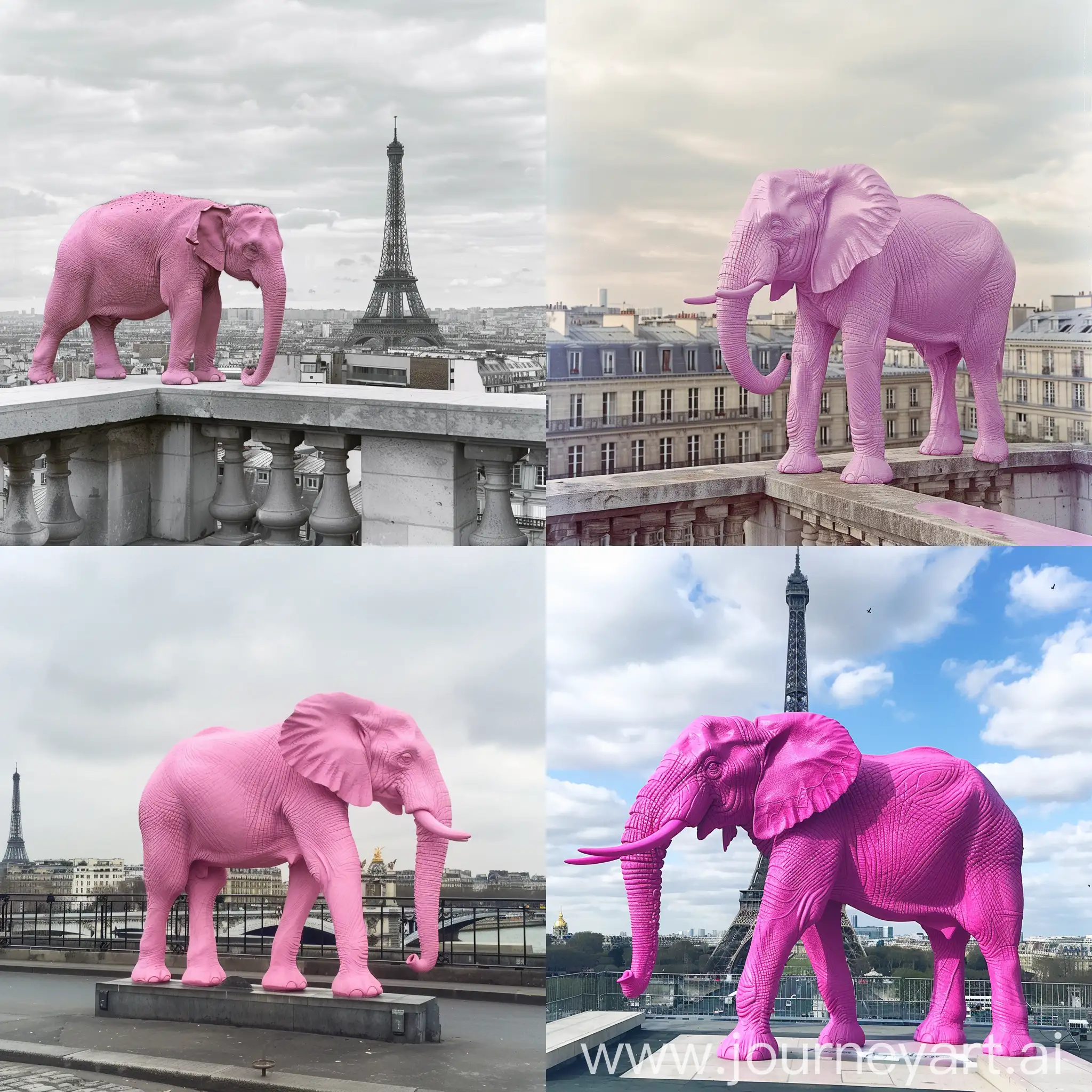 Pink-Elephant-Strolling-Through-Paris-Streets