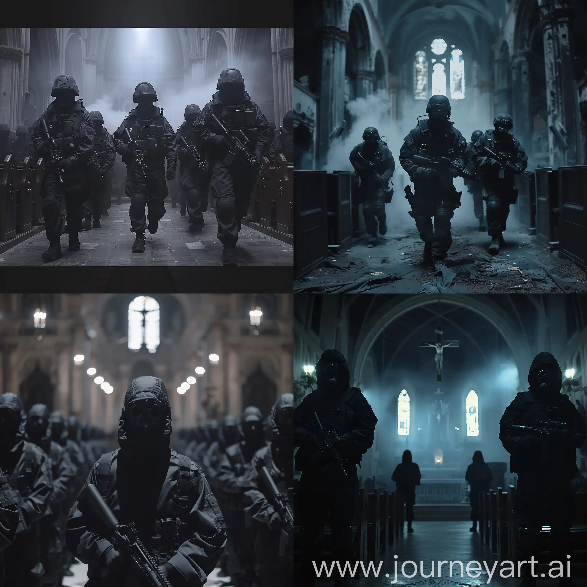 Creepy-Black-Army-Scene-in-Church-Footage