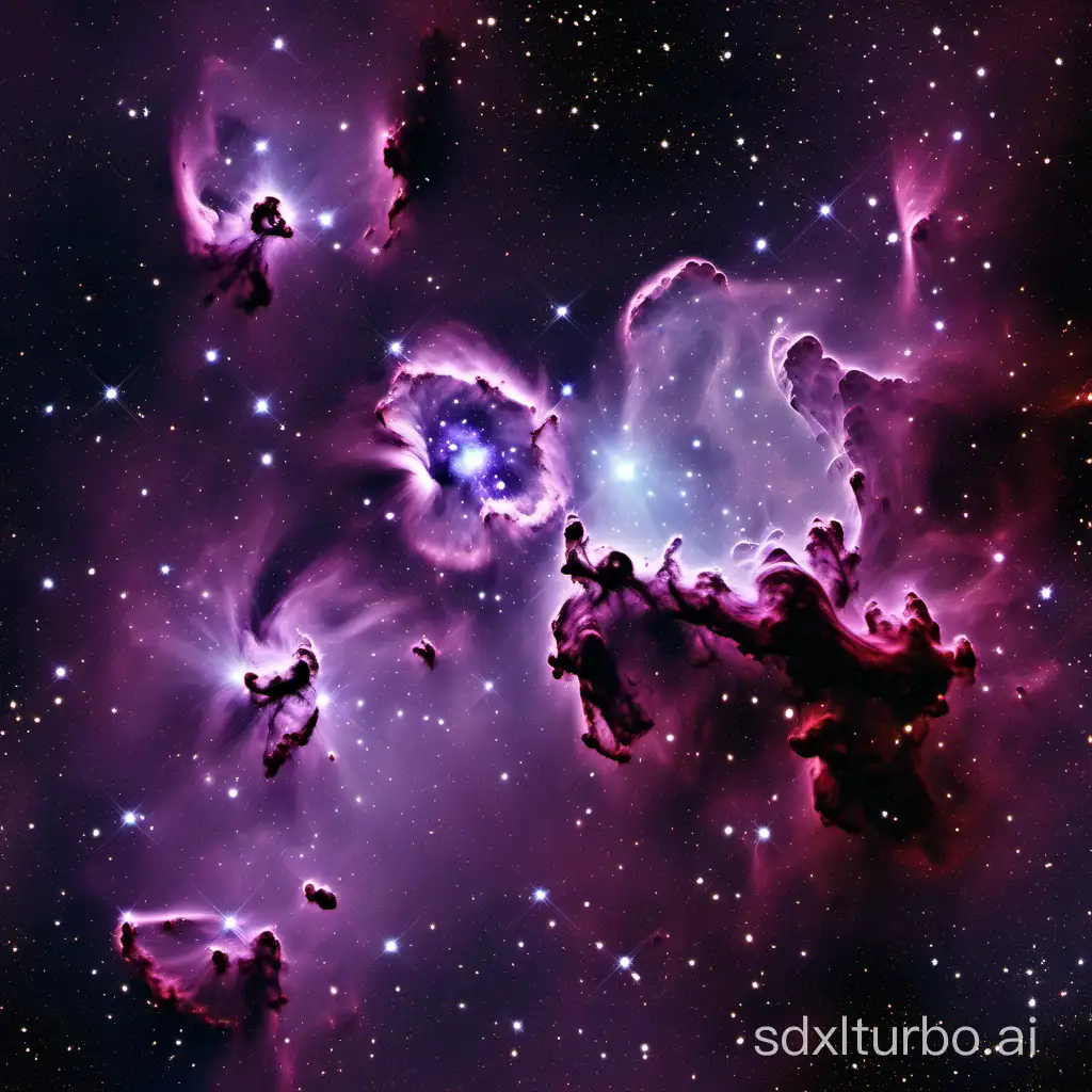 cosmic nebulae in dark purple tones