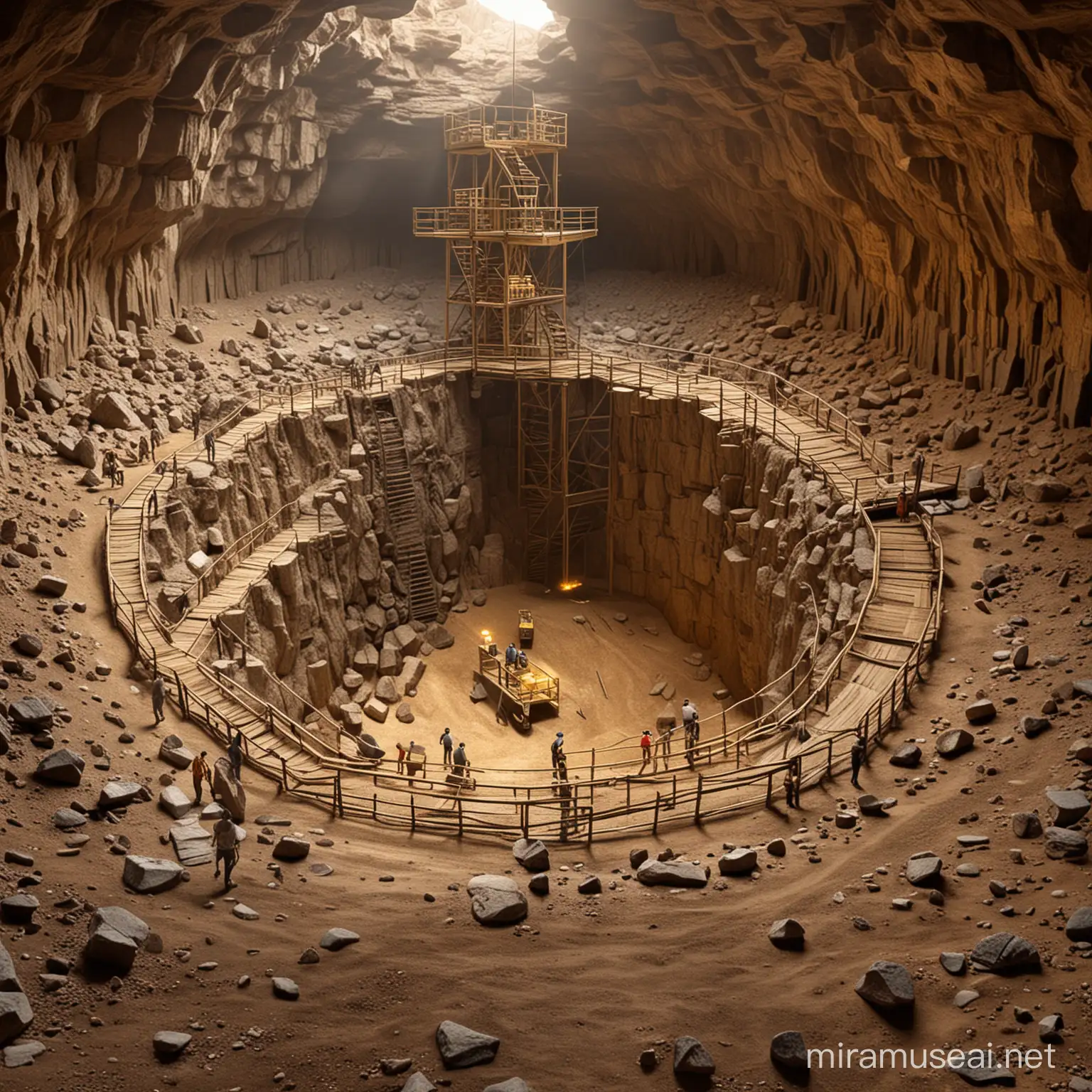 Prospectors Unearthing Golden Treasures in a Vibrant Hypothetical Mine