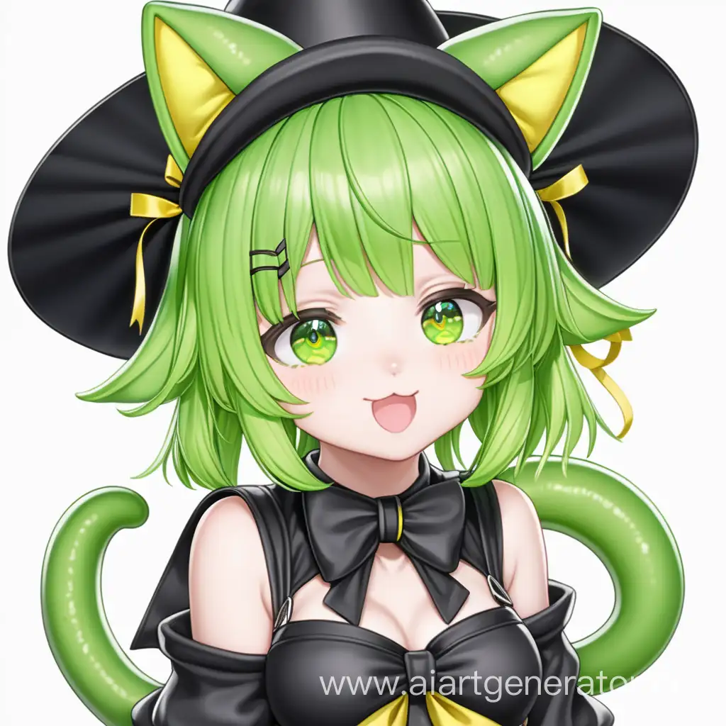Adorable-Anime-Green-Slime-Loli-with-Cat-Ears-and-Black-Costume