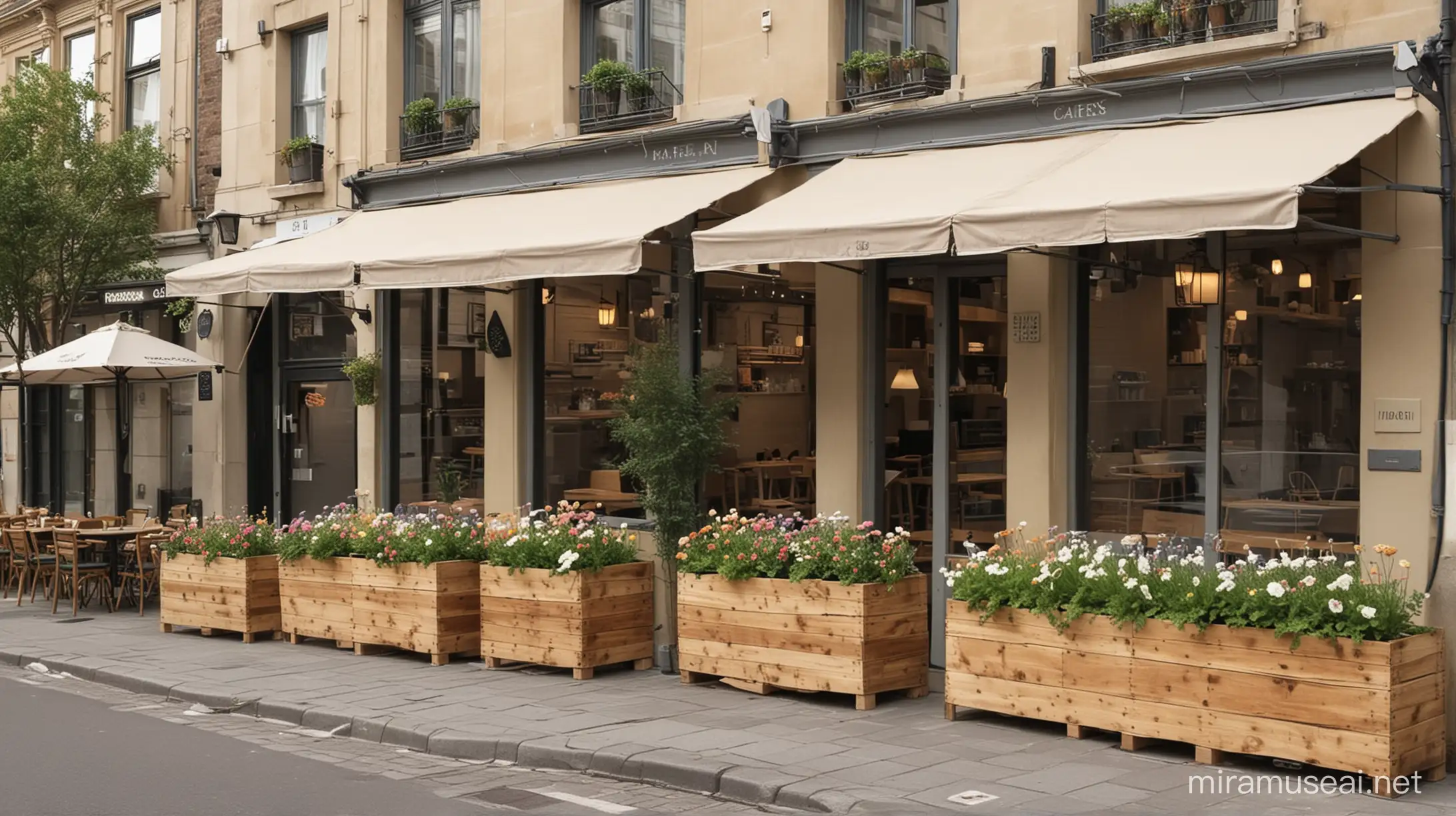 Charming Cafe Terrace Design with Flower Boxes