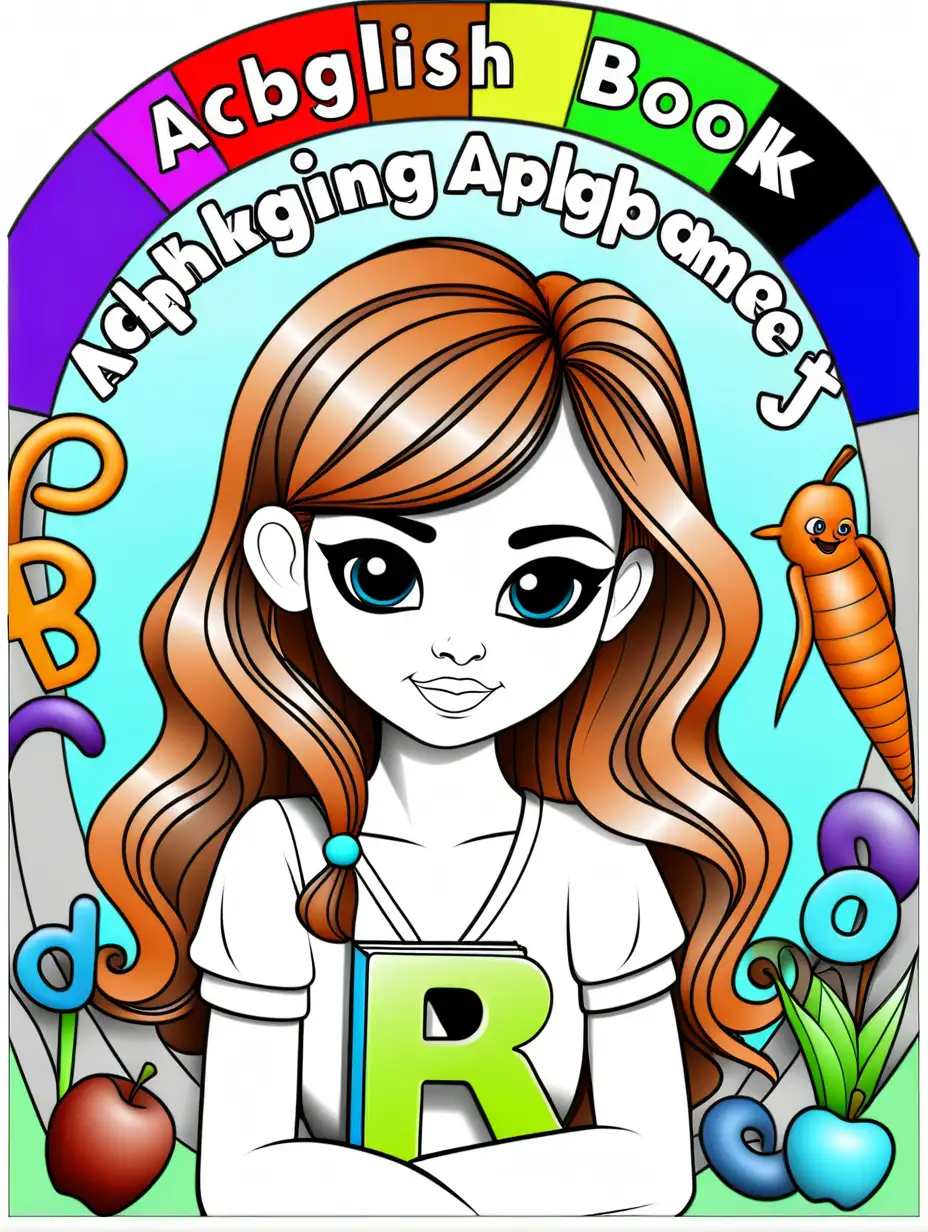 Engaging English Alphabet Coloring Book Cover with Vibrant Illustrations
