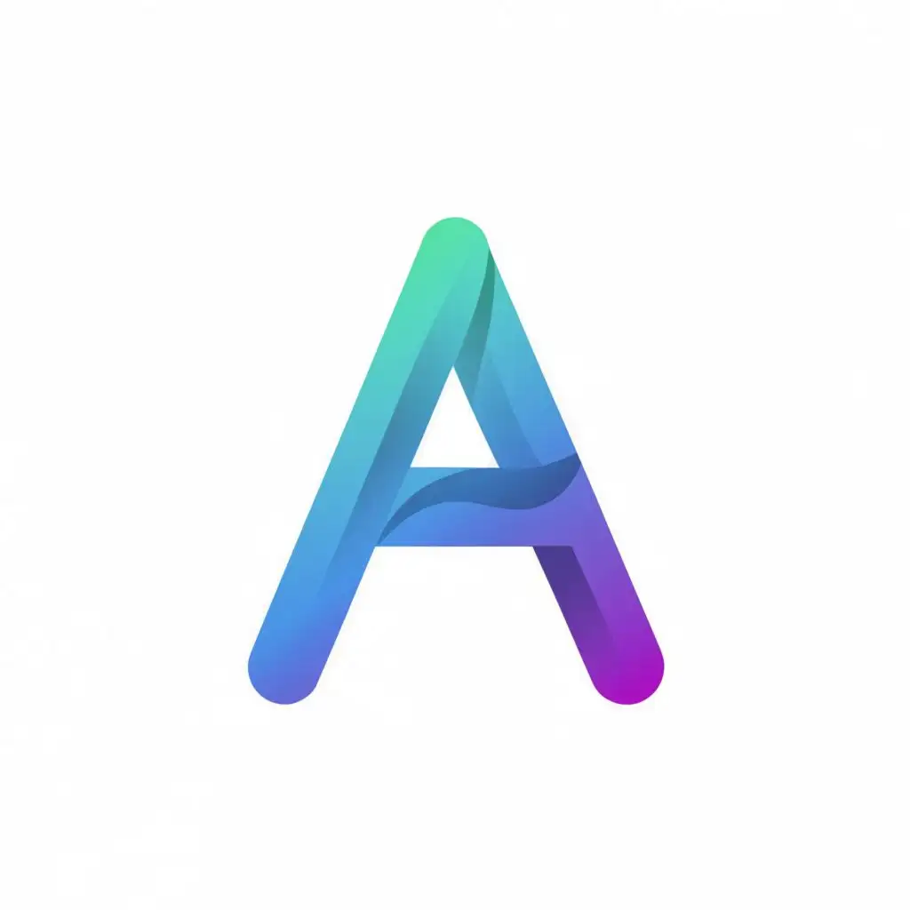 logo, inverted A, with the text "A", typography, be used in Internet industry, green and purple colors