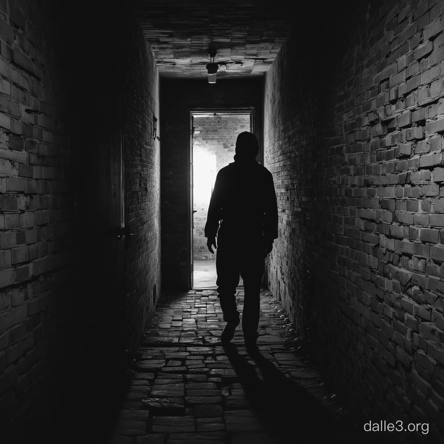 Mysterious Shadow Figure Peeking Behind Door in Abandoned Prison ...