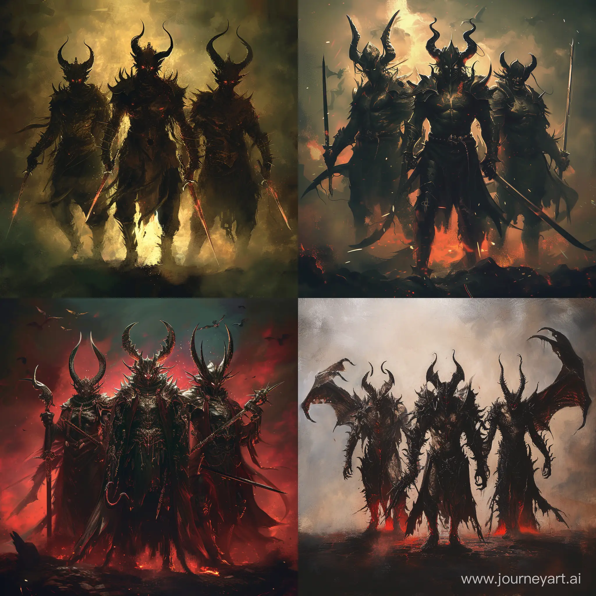 Three badass demons, preparing for the most gruesome war they’ve ever seen