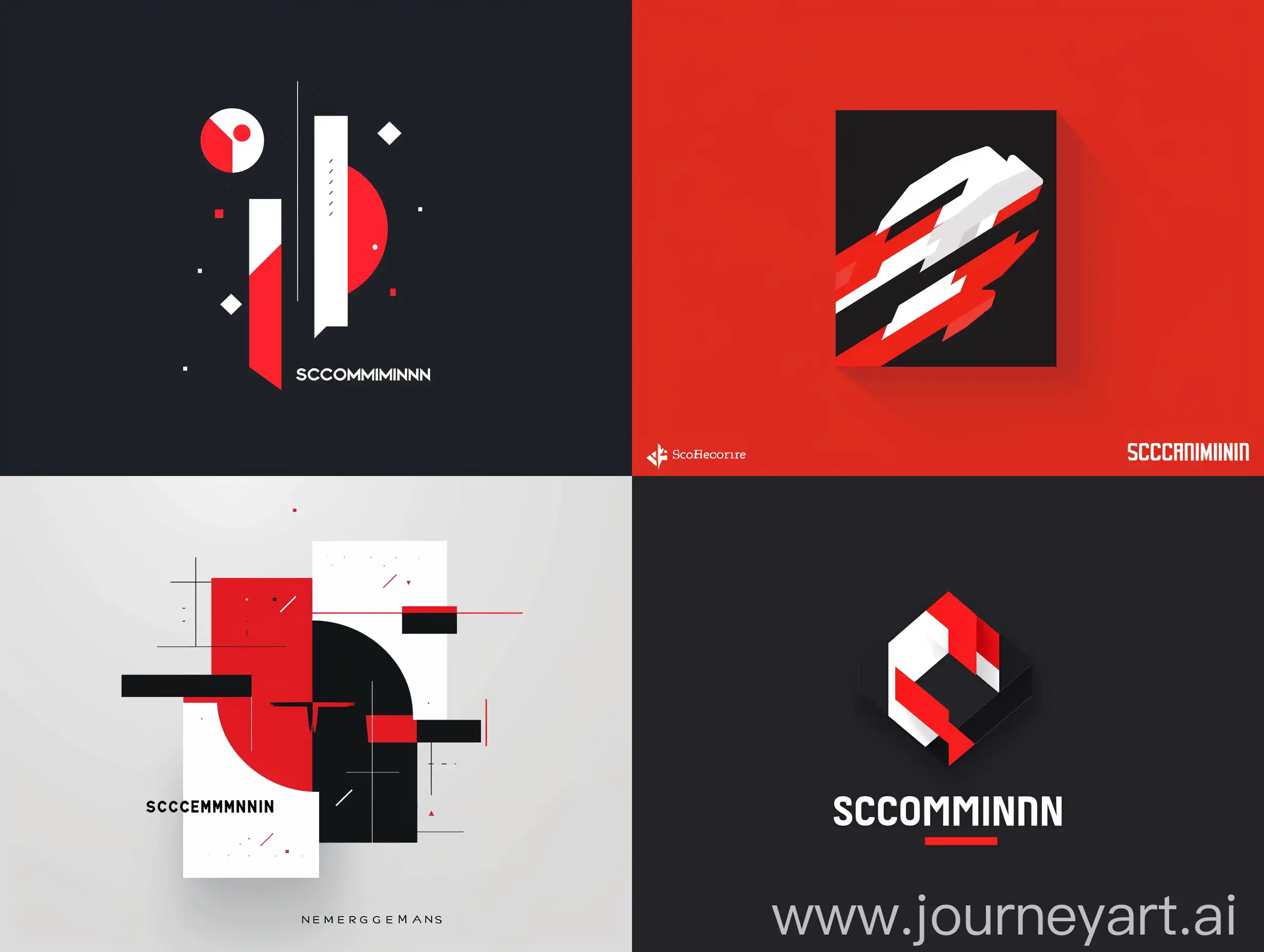Logo for marketing agency named "SCOREMINDS". Colors: red, black, white. Flat design, minimalism, sharp edges