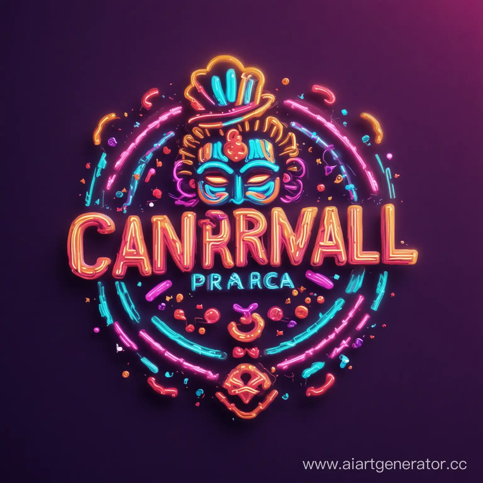 логотип для карнавального мероприятия фармацевтической компании в стиле неон