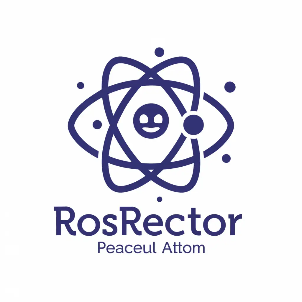 a logo design,with the text "RosReactor", main symbol:Peaceful Atom,Minimalistic,be used in Technology industry,clear background