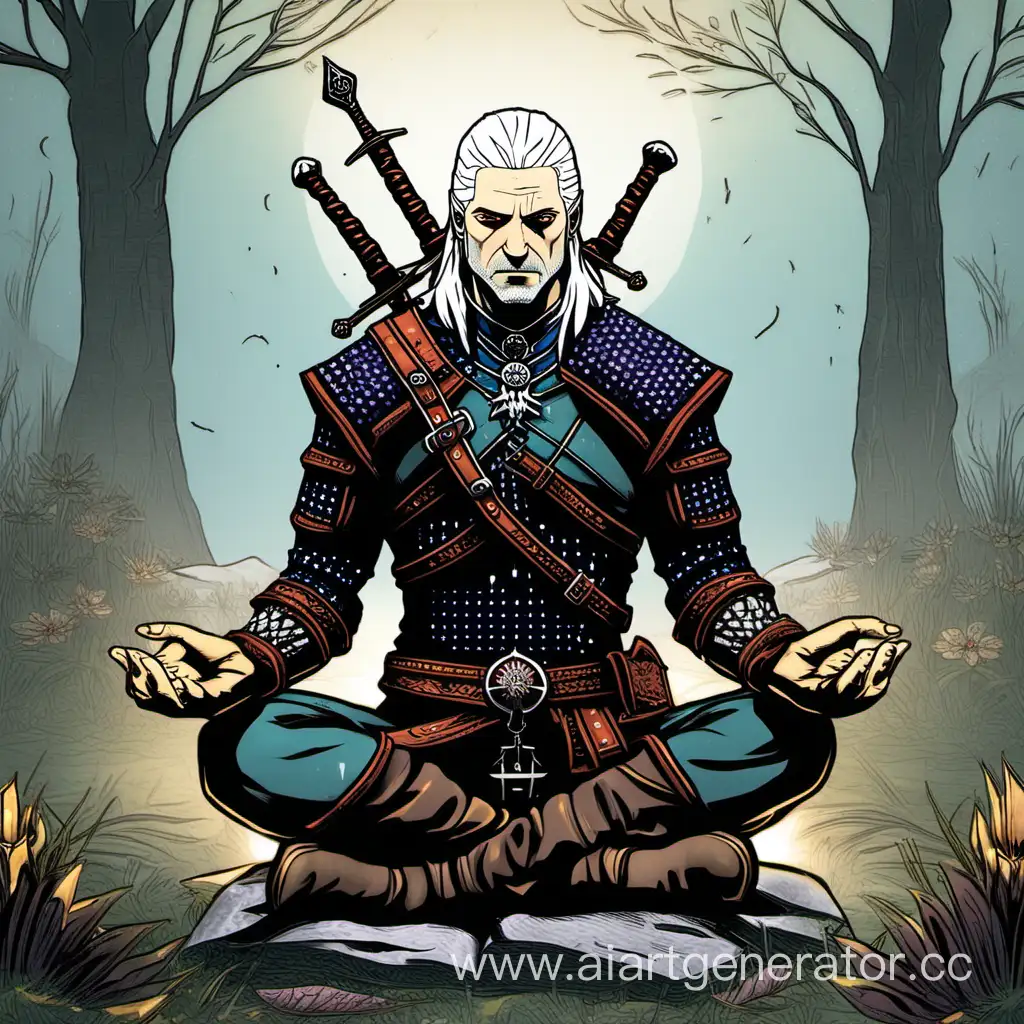 The-Witcher-Meditating-in-Mystical-Forest