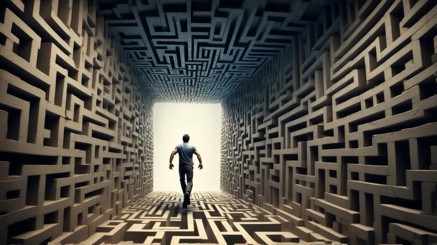 Determined Man Breaks Through Impenetrable Maze Wall