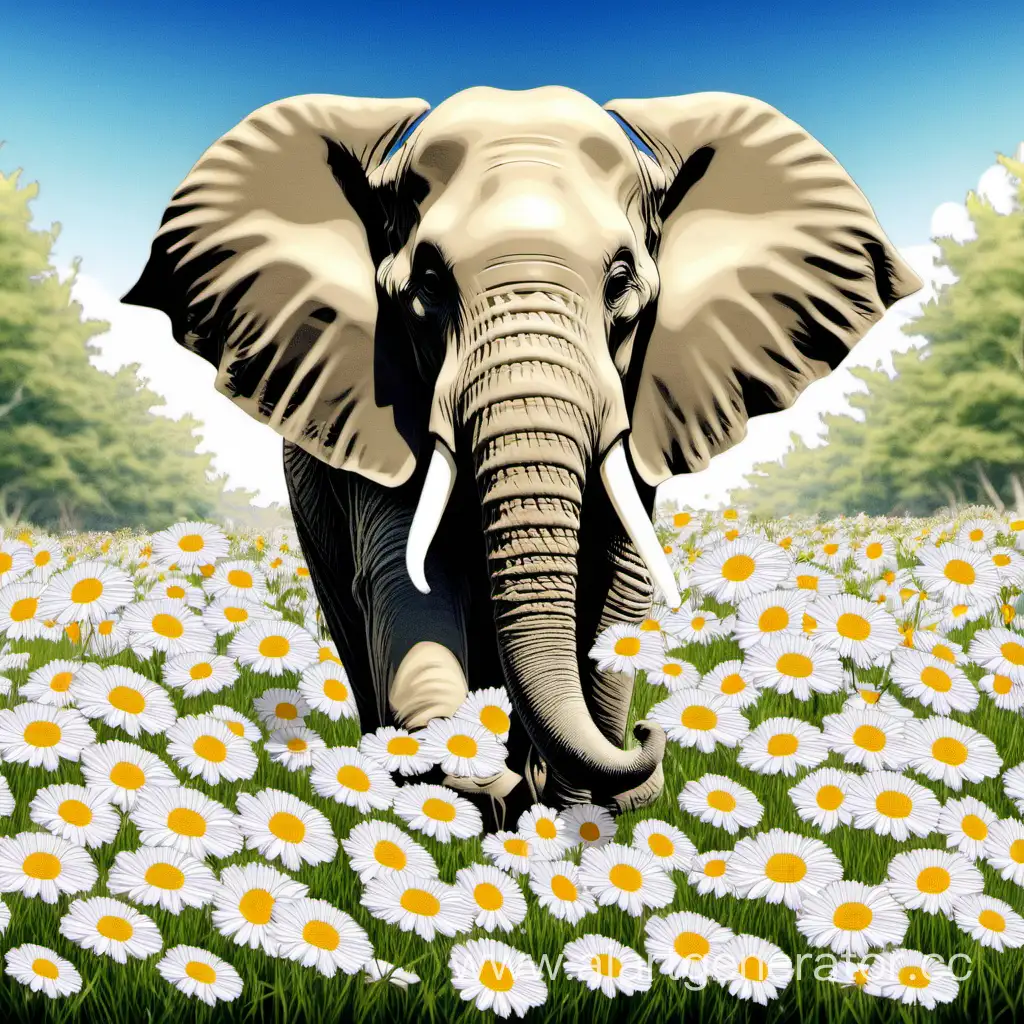 Graceful-Elephant-Roaming-Amidst-Daisies
