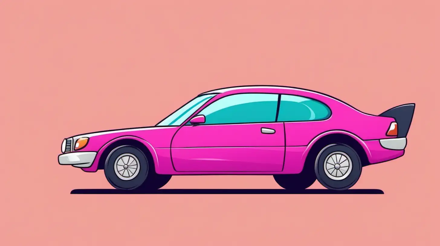 cartoony,  color.  Simple background. Modern  car driving left to right. Full frame
