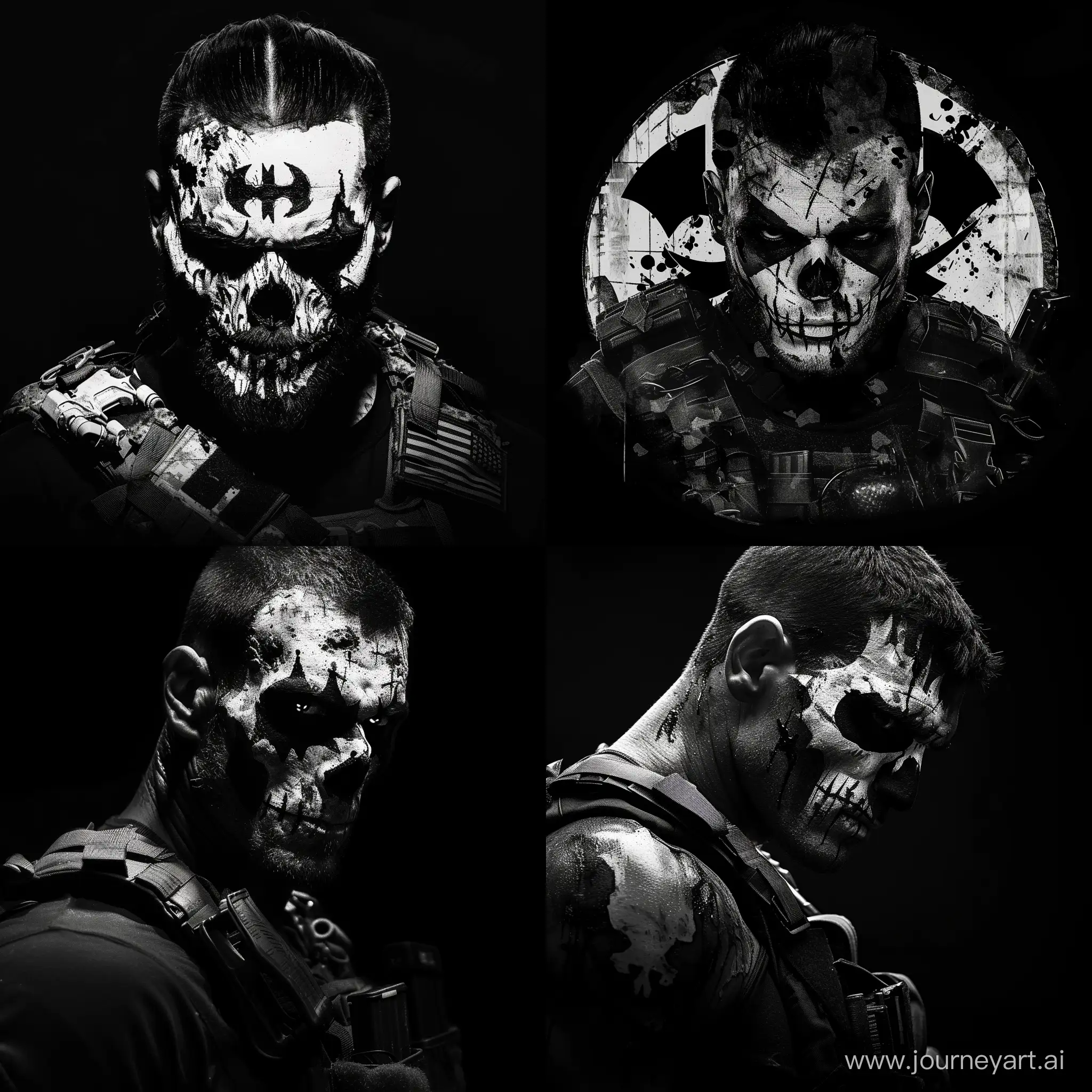 Military-Man-with-Punisher-War-Paint-Skull-on-Black-Background