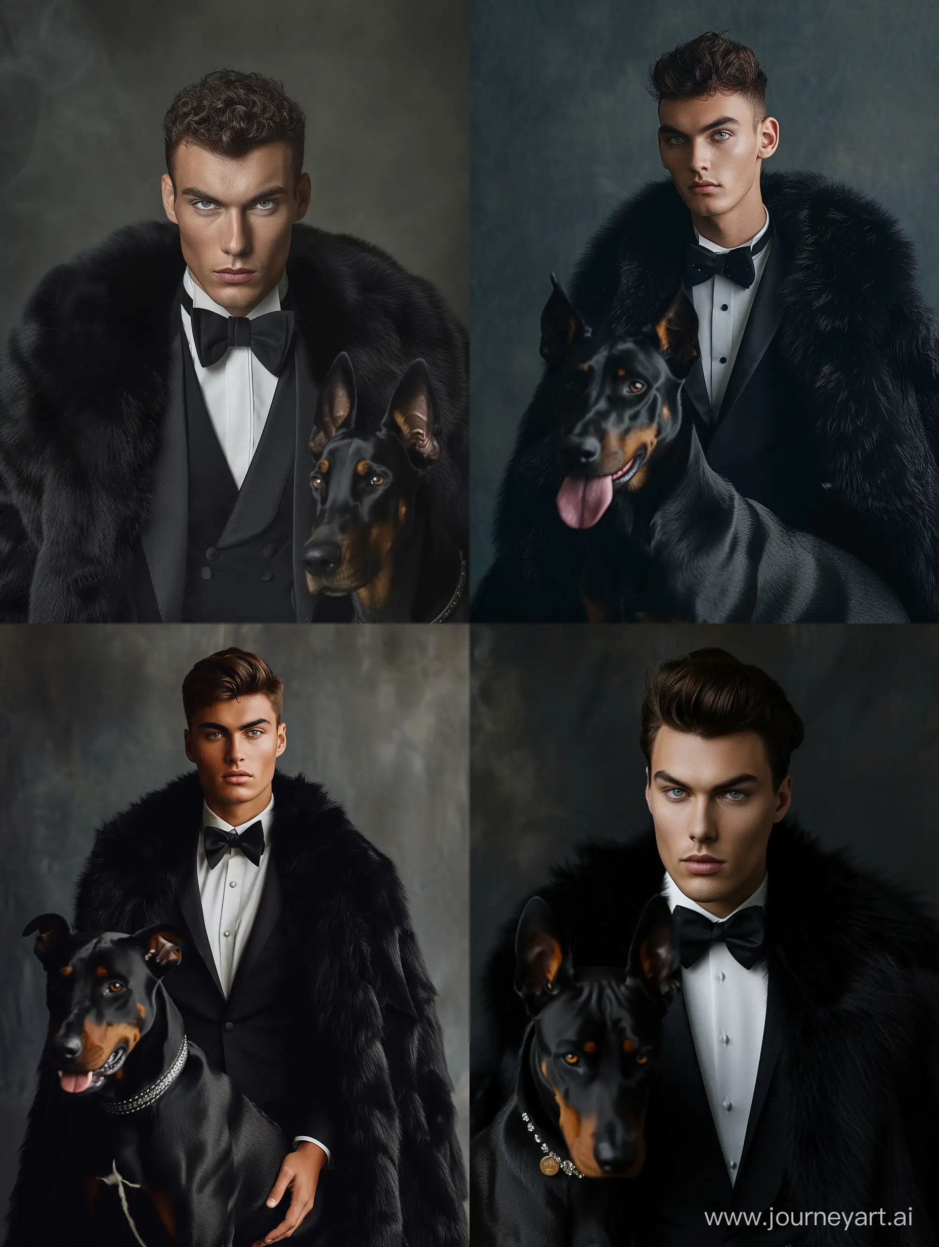 Sophisticated-20YearOld-in-Old-Hollywood-Style-with-Doberman