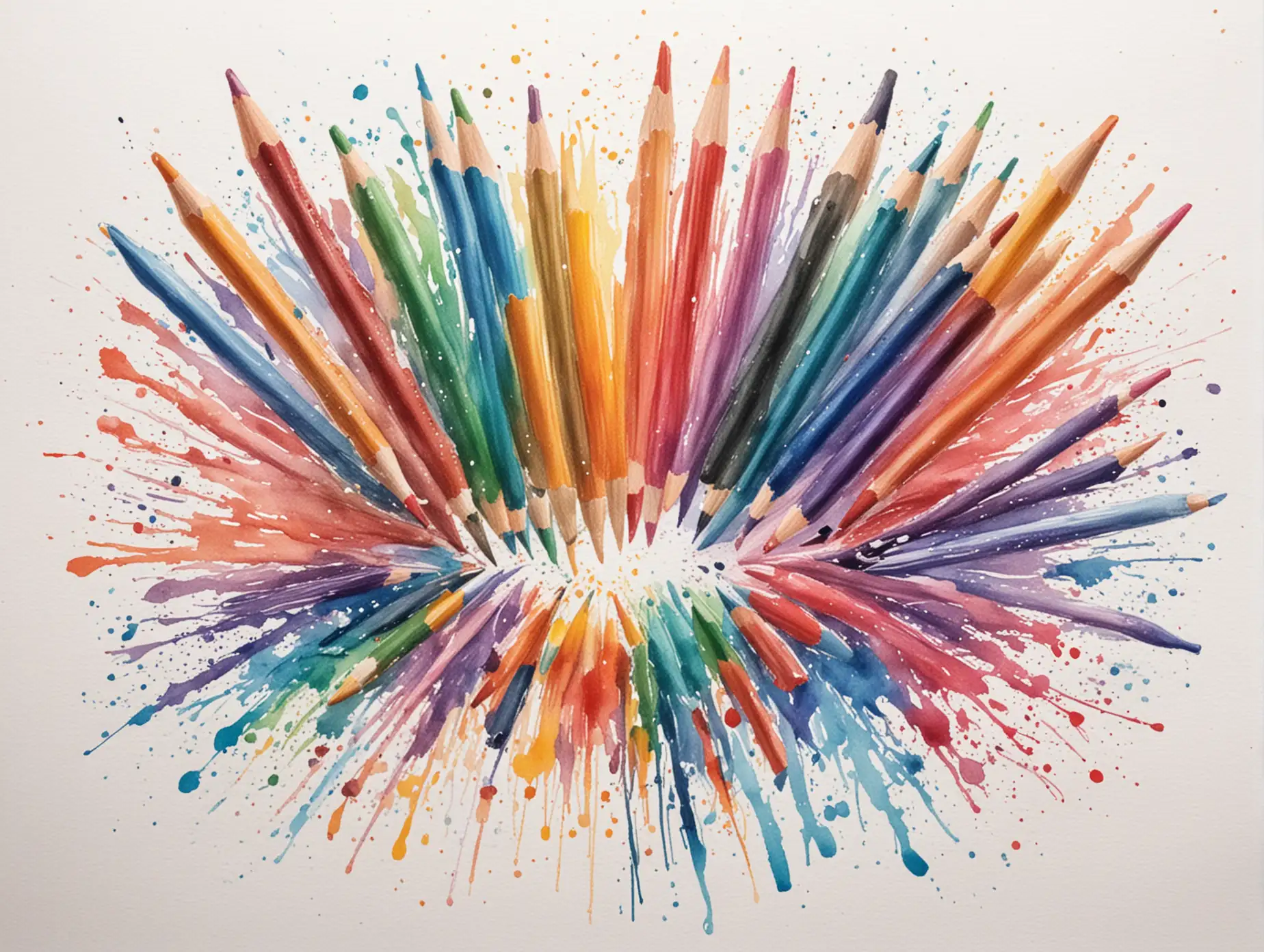 Colorful Brushes and Paint Splatters on White Background