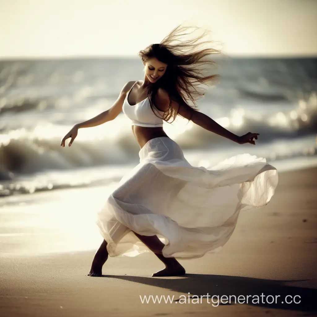 Graceful-Seashore-Dance-Stunning-Image-of-a-Beautiful-Woman-Dancing-by-the-Sea