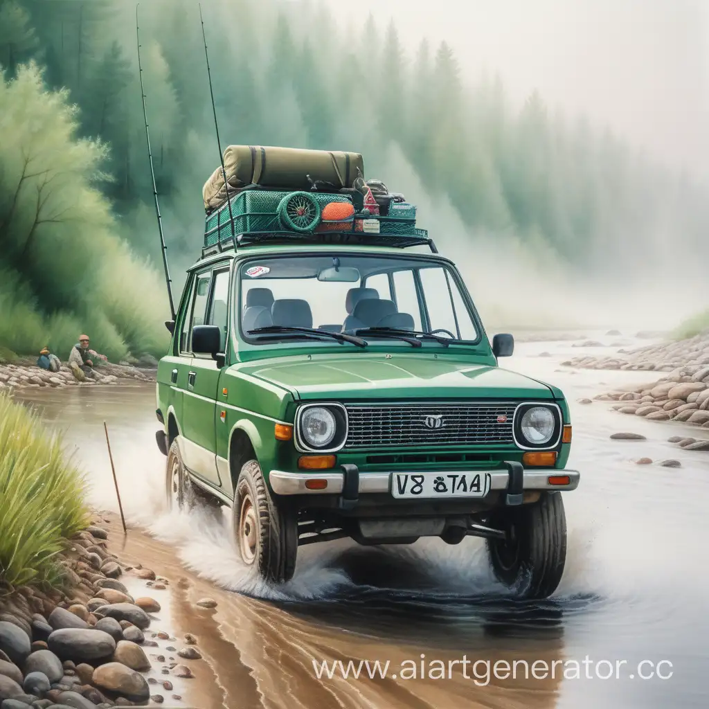 Serene-Fishing-Trip-with-VAZ-2121-on-a-Misty-Riverside