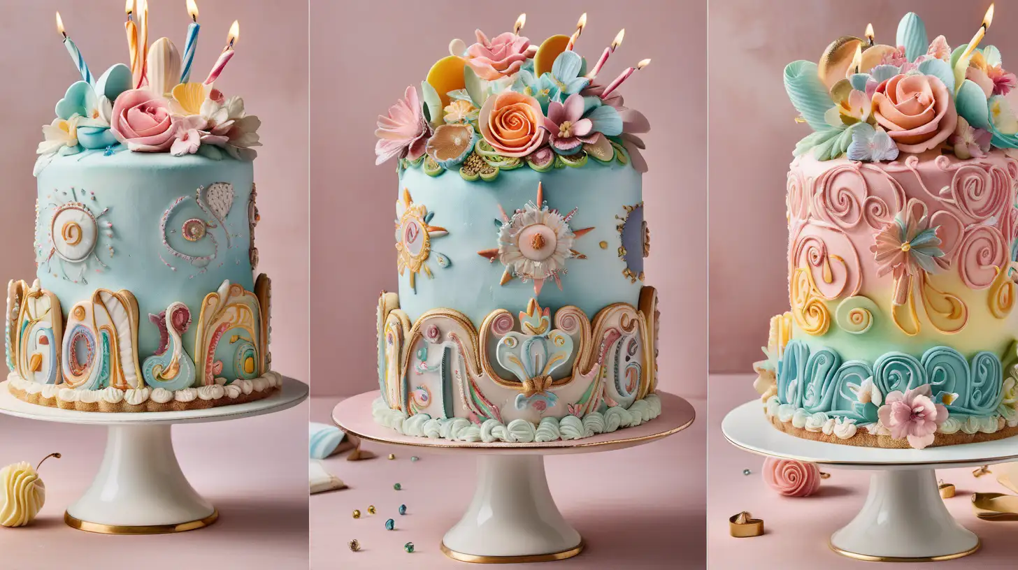 Colorful Whimsical Birthday Cake Decoration CloseUp