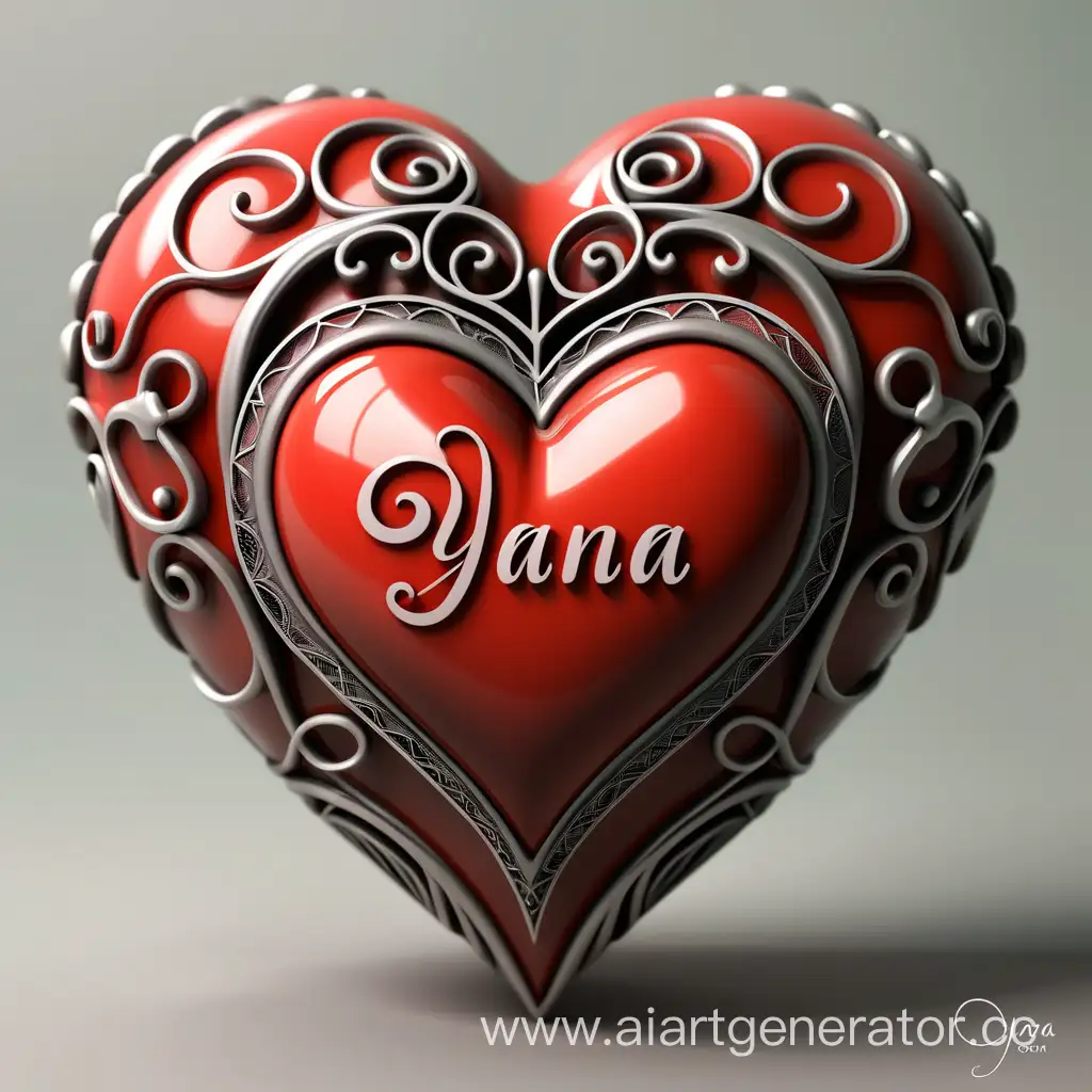 Красивое сердце с надписью "Яна"