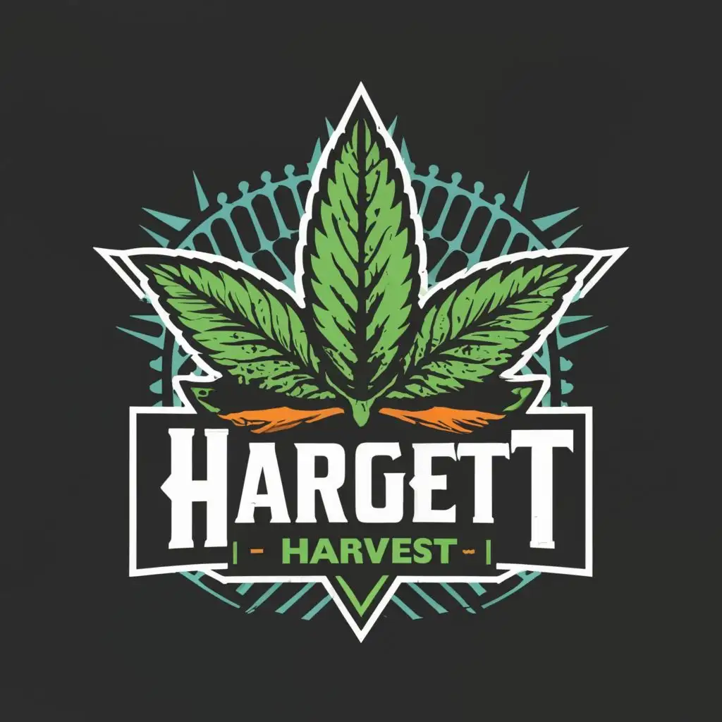 logo, Cannabis leaf, with the text "HARGETT HARVEST", typography, be used in Education industry