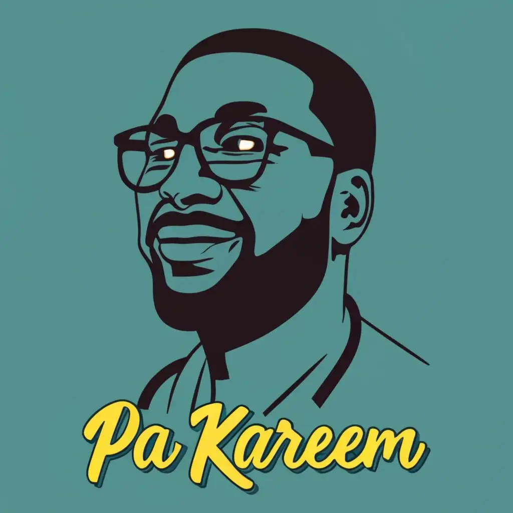 logo, black male doctor with glasses, with the text "PA Kareem", typography, be used in Entertainment industry