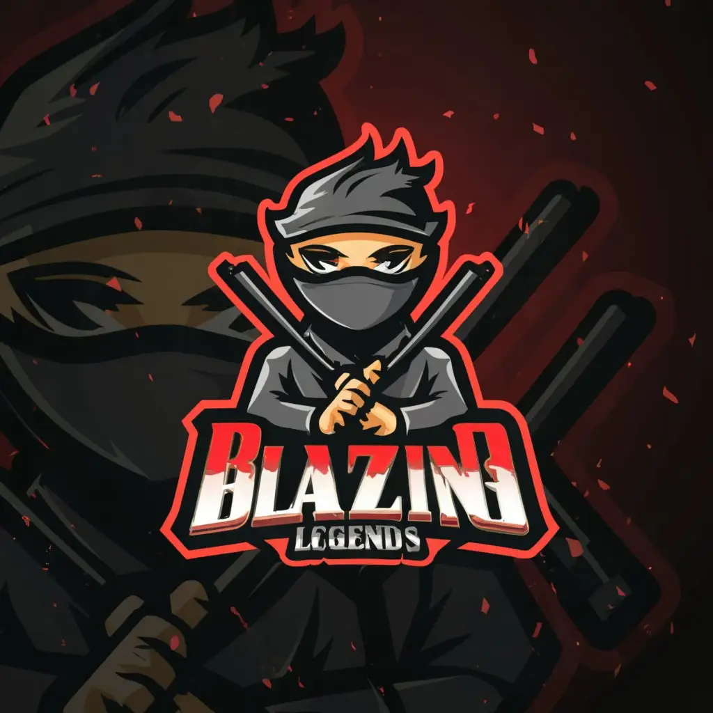 a logo design,with the text "Blazin legends", main symbol:ninja holding chopsticks,Minimalistic,be used in Restaurant industry,clear background