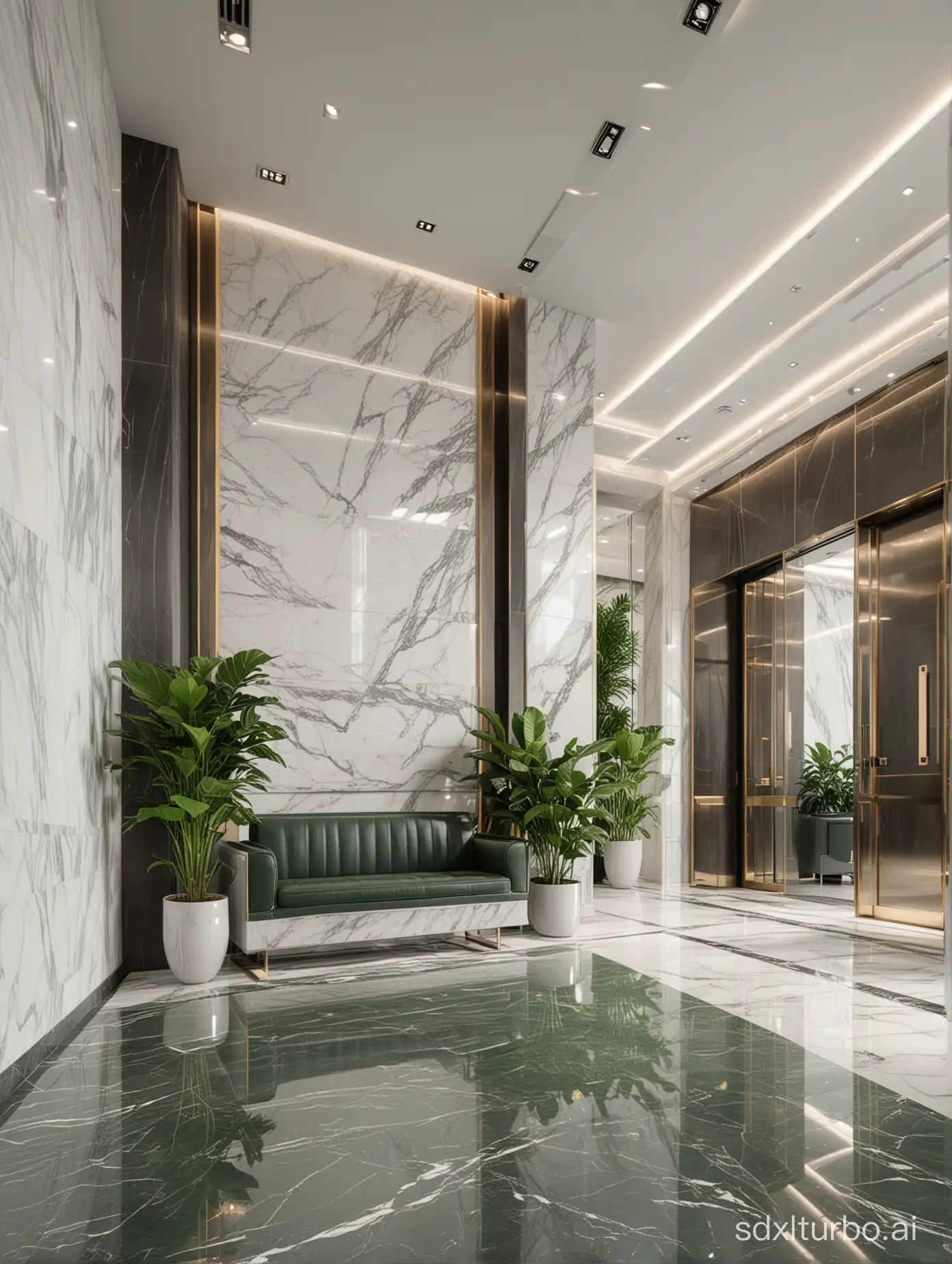 Modern-TwoFloor-Office-Foyer-with-Marble-Accents-and-Green-Plants