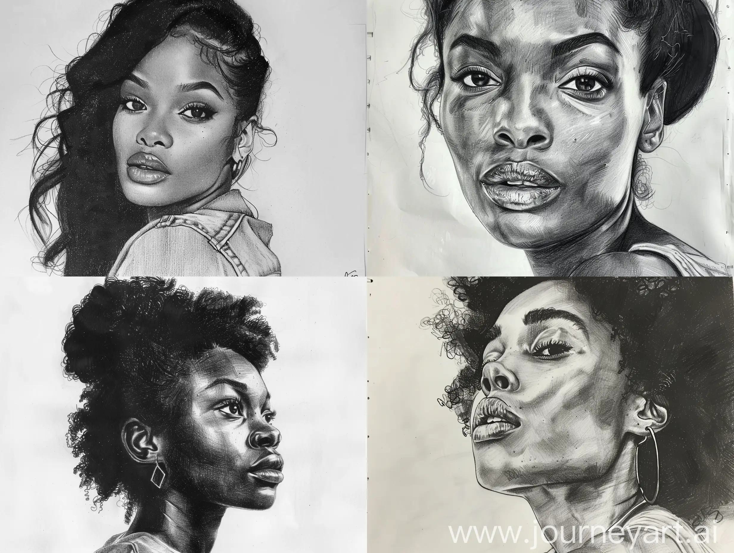 Draw a realistic black woman 
