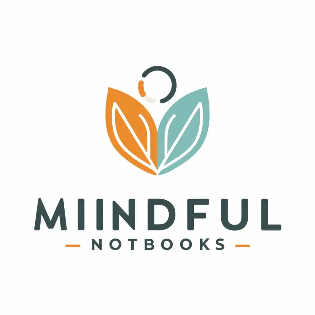 LOGO-Design-For-Mindful-Notebooks-Serene-Leaf-or-Feather-Emblem-with-Stylish-M-and-Circular-Accent