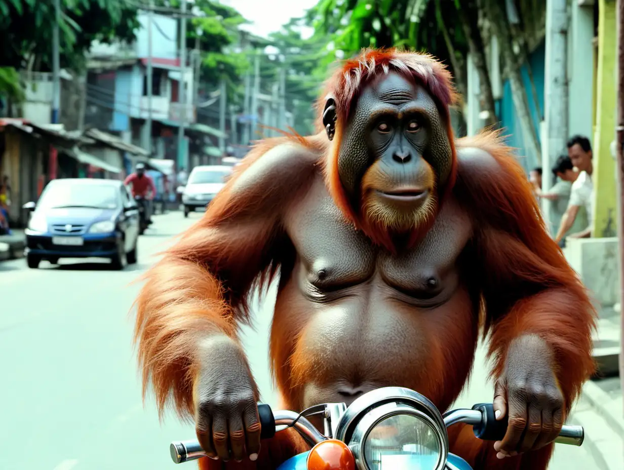 footage from 2015 comedy film, orangutan driving, street scene