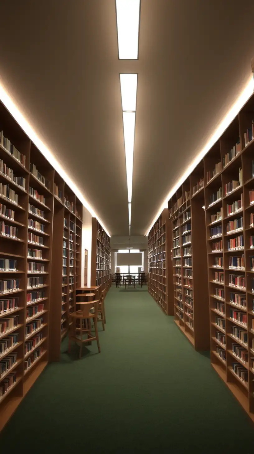 Colorful Library Scene with Books and Reading People