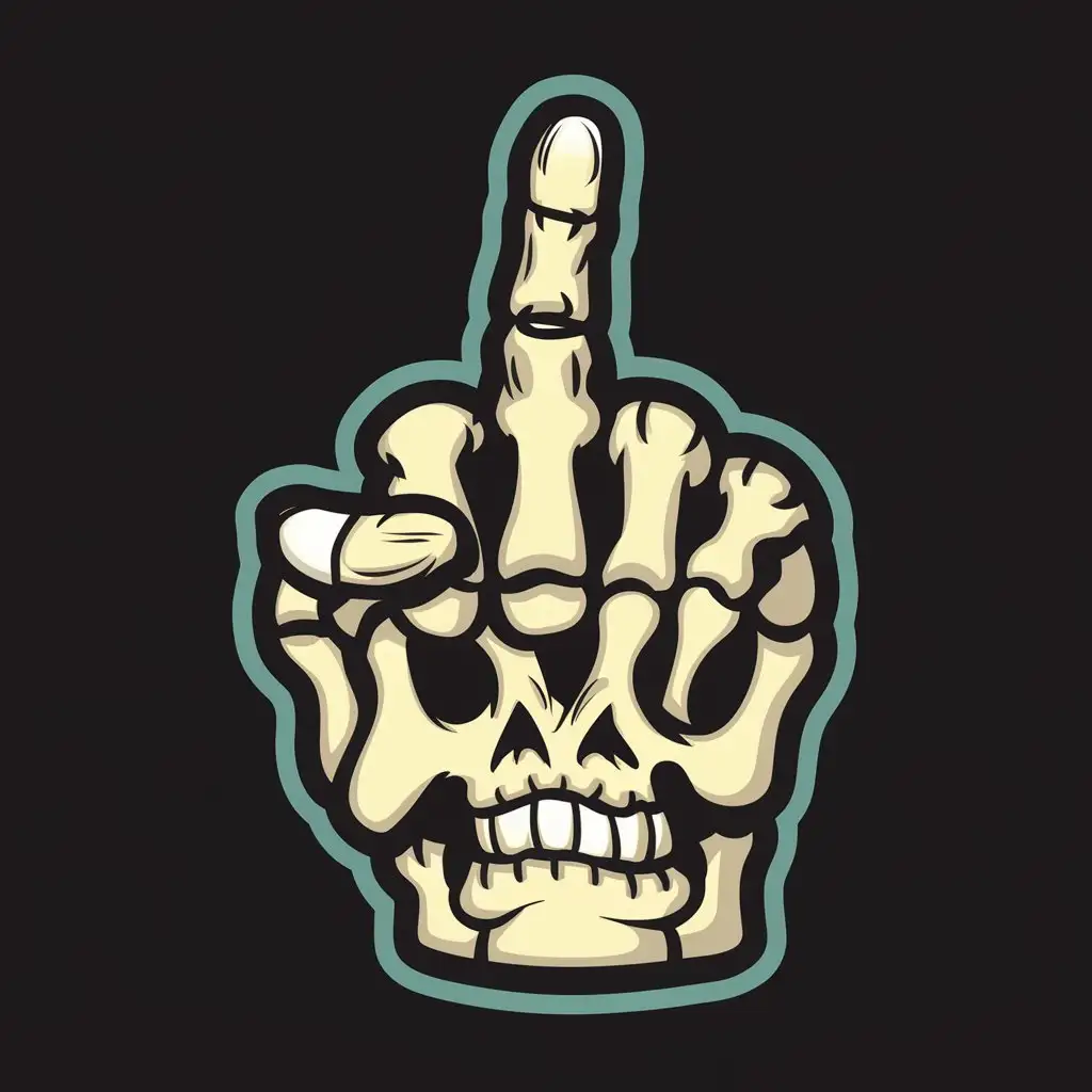 Skeletal Middle Finger TShirt Design