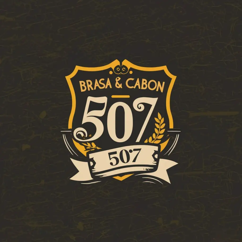 logo, 507, with the text "Brasa & Carbon 507", typography, be used in Restaurant industry